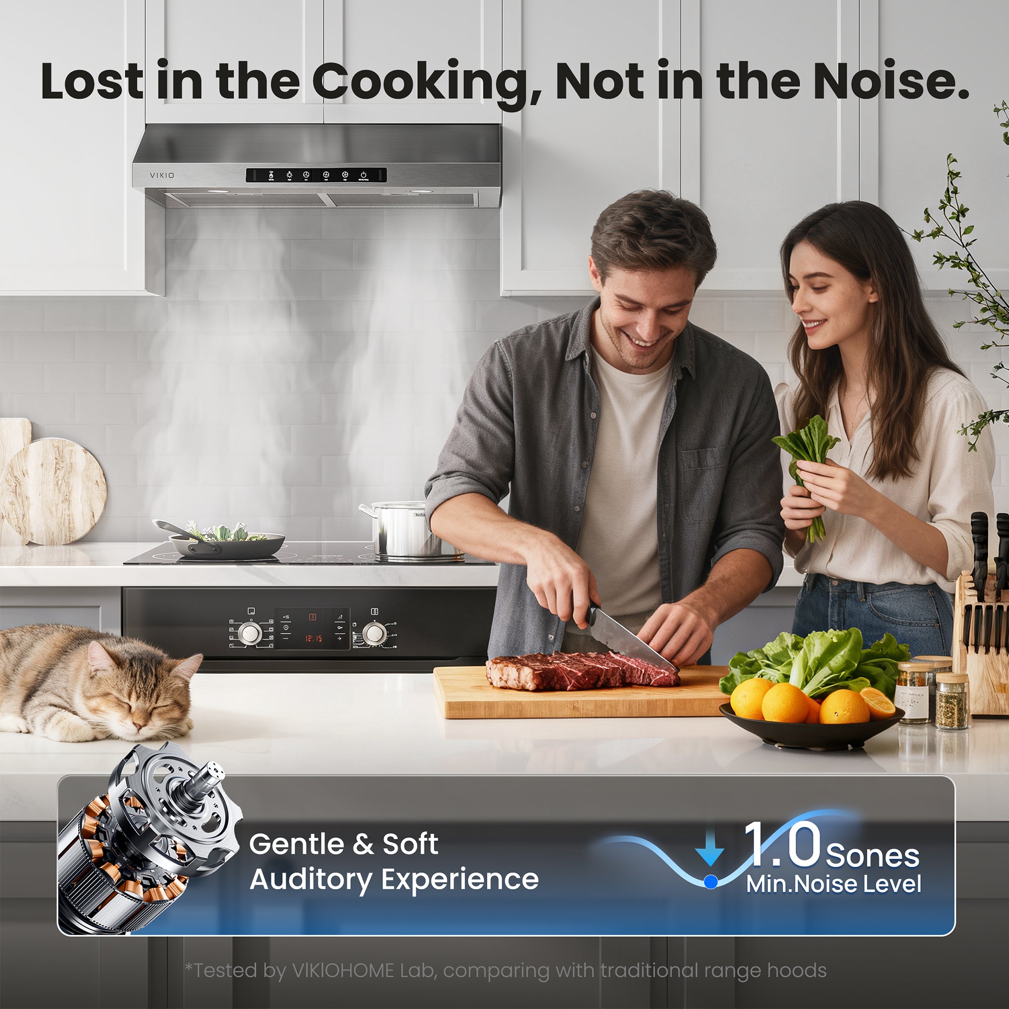 VIKIO HOME Range Hood 30 Inch Under Cabinet, 900CFM Stainless Steel Kitchen Stove Vent Hood, Touch/Gesture Control, 3 Speed Exhaust Fan, LED Lights, Reusable 5-Layer Aluminum Filters