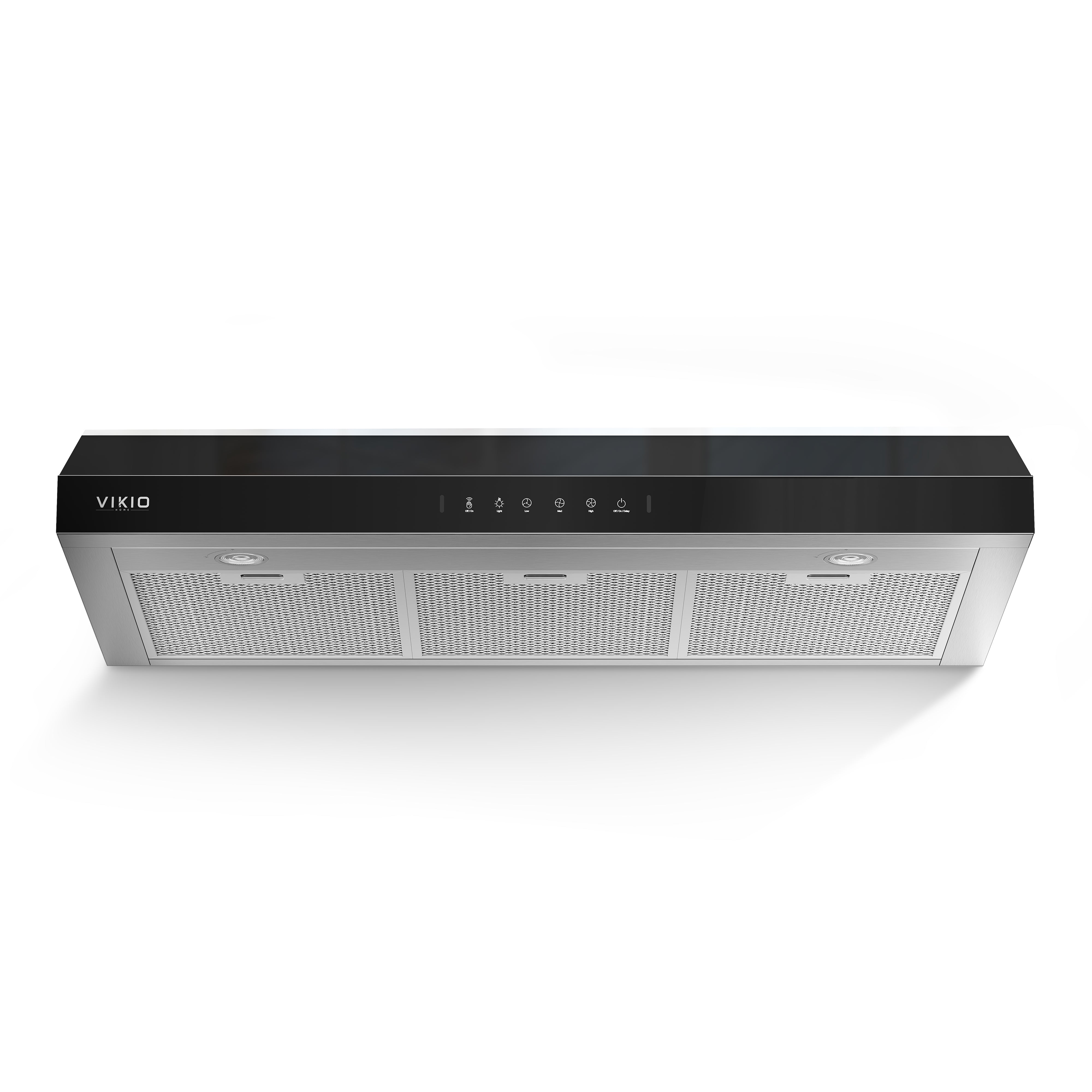 VIKIO HOME Under Cabinet Range Hood 36 Inch, 900 CFM Dual Centrifugal Motor, 3-Speed Ducted Kitchen Vent, Reusable Filters, Stainless Steel Kitchen Hood with LED Lights, Low Noise, Glass Black