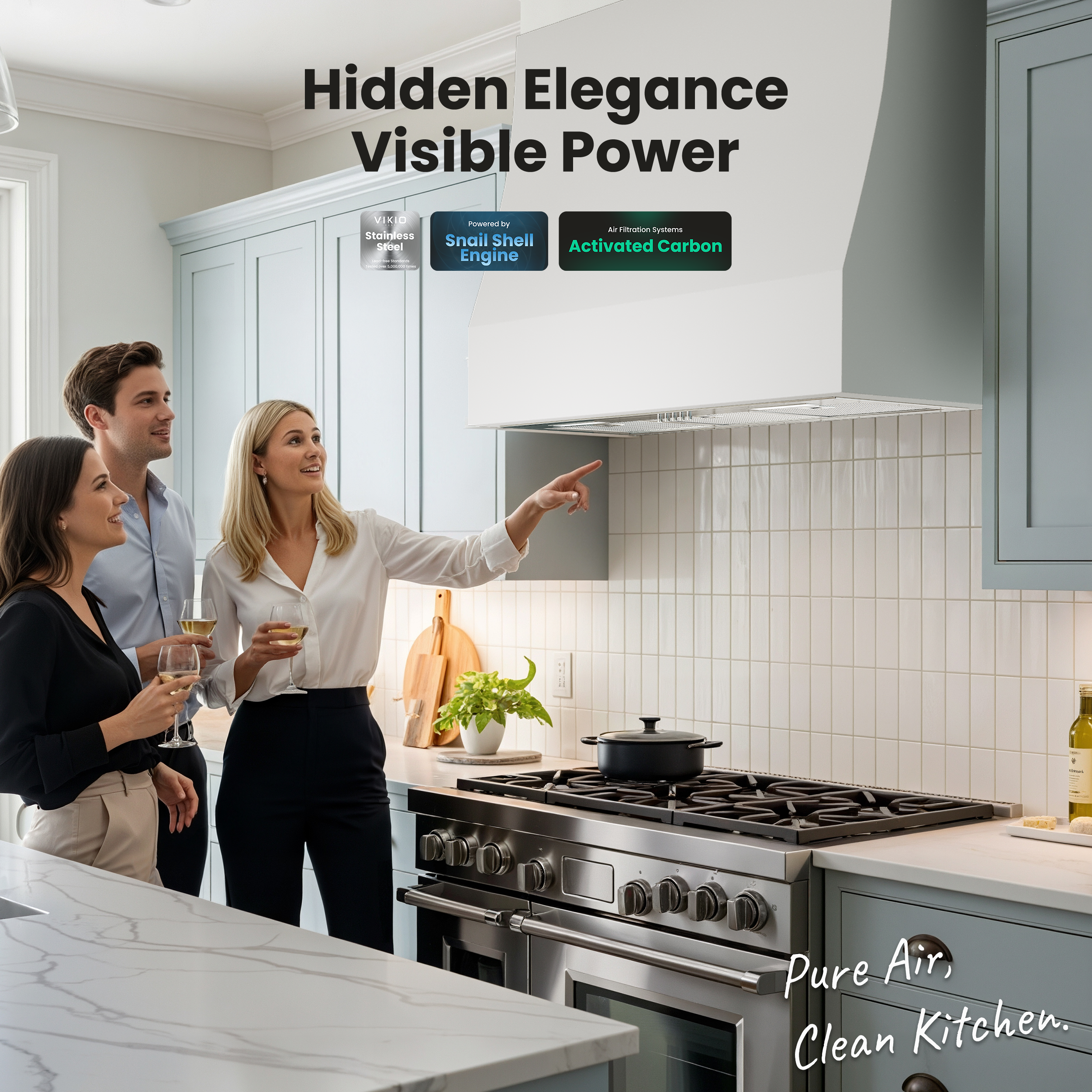 Stainless Steel Range Hood Insert 30 Inch, 580 Max CFM, 5-Layer Aluminum Mesh Filter, Ducted/Ductless Built Kitchen Vent, LED Lights&3-Speed Push Button Controls for 50% Better Suction