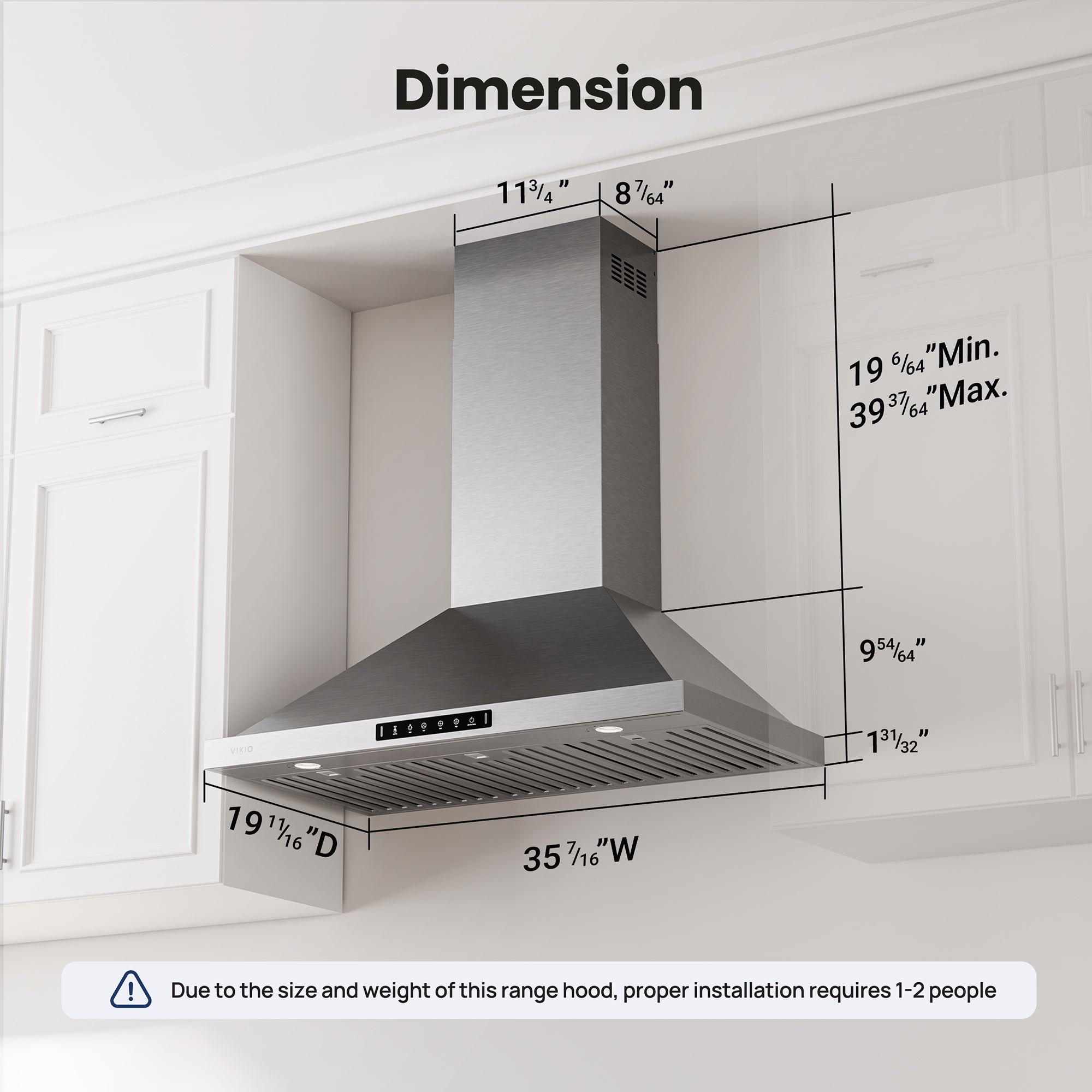 VIKIO HOME 36 inch Pro Wall Mount Range Hood 980CFM, Direct 3 Speed Panel with Gesture & Touch Control, Ducted/Ductless Stainless Steel Kitchen Vent Hood, Delay Shut-Off, Includes Duct & Filter