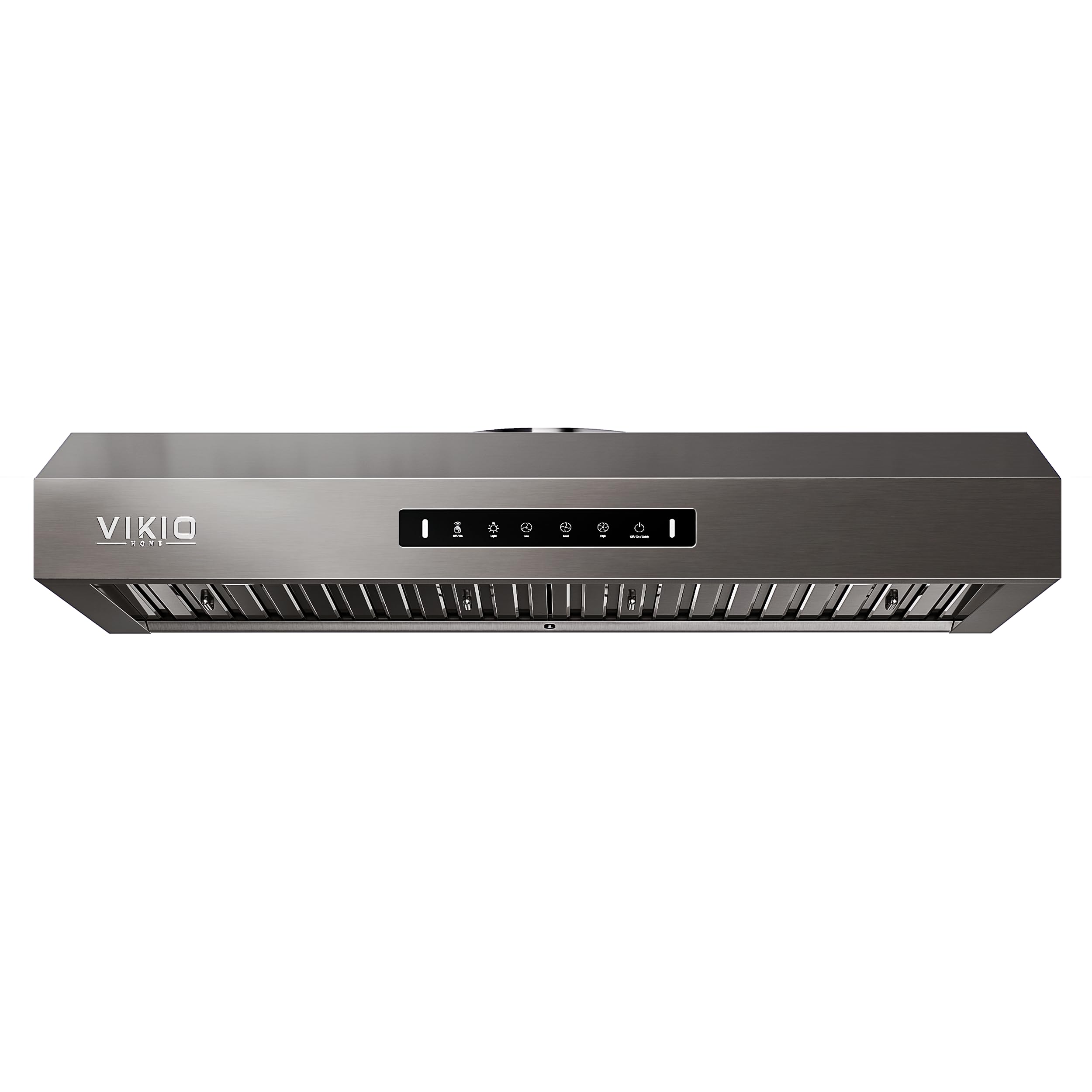 VIKIO HOME 30 inch Range Hood Stainless Steel(PVD), Black Stove Hood with 1200 CFM with 1.5 Sones Quiet,3 Speed Exhaust Fan Hood Vents for Kitchen,Under Cabinet Range Hood with GU10 LED Lights