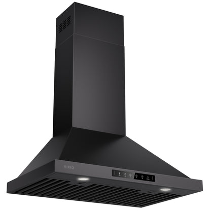 VIKIO HOME Black 30 Inch Pro Wall Mount Range Hood 980CFM, Direct 3 Speed Panel with Gesture & Touch Control, Ducted/Ductless Stainless Steel Kitchen Vent Hood, Delay Shut-Off, Includes Duct & Filter