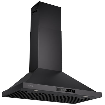 VIKIO HOME Black 36 inch Pro Wall Mount Range Hood 980CFM, Direct 3 Speed Panel with Gesture & Touch Control, Ducted/Ductless Stainless Steel Kitchen Vent Hood, Delay Shut-Off, Includes Duct & Filter