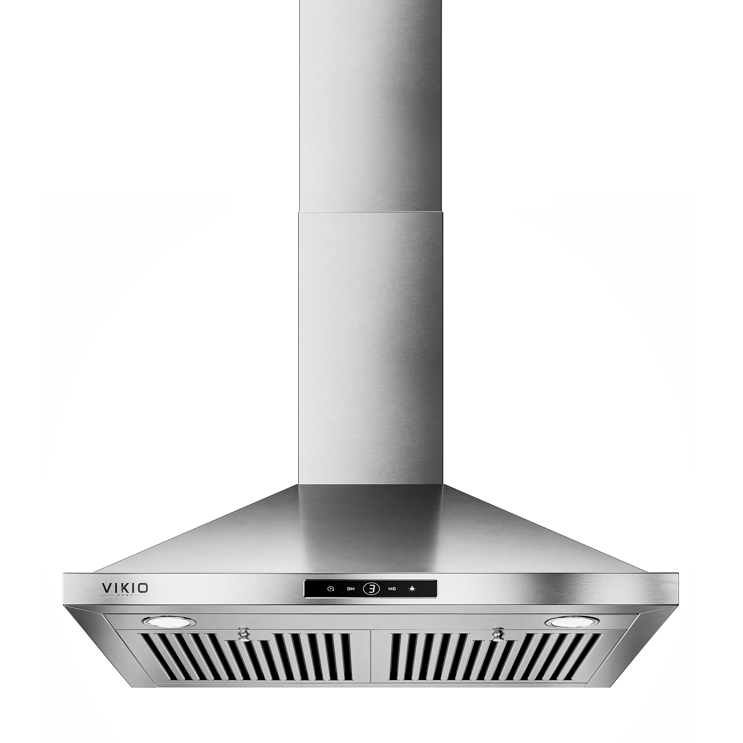 VIKIO HOME Wall Mount Range Hood 30 inch, 580 CFM, Ducted/Ductless Convertible, Stainless Steel Kitchen Vent Hood with 3-Speed Fan and LED Lights