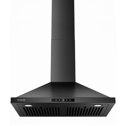 VIKIO HOME Wall Mount Range Hood 30 inch, 580 CFM Kitchen Vent Hood, Ducted/Ductless Convertible with Touch Control, Stainless Steel Stove Vent Hood, Easy Clean Filter, Black