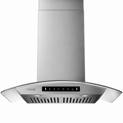VIKIO HOME 30" Wall Mount Range Hood Tempered Glass 900 CFM, Kitchen Chimney Vent Stainless Steel, with Gesture Sensing and Touch Control Switch Panel, 3-Speed Exhaust Fan Permanent Filter