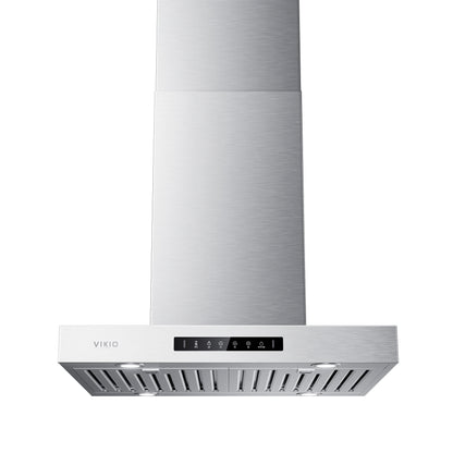 Island Range Hood 30 Inch, 600 CFM Island Mount Range Hood with Dual-Sided Touch/Gesture Control, Ceiling Mount kitchen Hood, Convertible Ducted/Ductless, 3-Speed Fan&4 LED Lights, 2 Baffle Filters