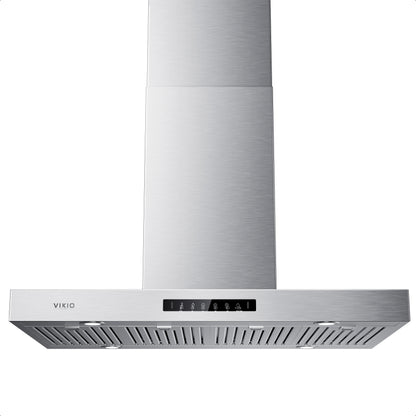 Island Range Hood 42 Inch, 980 CFM Island Mount Range Hood with Dual-Sided Touch/Gesture Control, Ceiling Mount kitchen Hood, Convertible Ducted/Ductless, 3-Speed Fan&4 LED Lights, 4 Baffle Filters