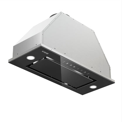 Range Hood Insert 36 Inch - Built-in 900 CFM Ducted/Ductless Range Hood with 3 Speed Fan, Black Stainless Steel & Tempered Glass with Gesture Sensing &Touch Control for Over Kitchen Stove