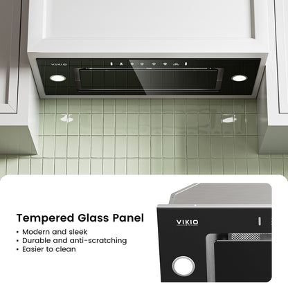 Range Hood Insert 36 Inch - Built-in 900 CFM Ducted/Ductless Range Hood with 3 Speed Fan, Black Stainless Steel & Tempered Glass with Gesture Sensing &Touch Control for Over Kitchen Stove