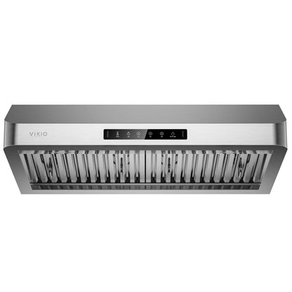 VIKIO HOME Range Hood 30 Inch Under Cabinet, Kitchen Hood with 980 CFM, 3-Speed Gesture Sensing & Touch Control Panel, Stainless Steel Vent 2 Pcs Baffle Filters with Handlebar