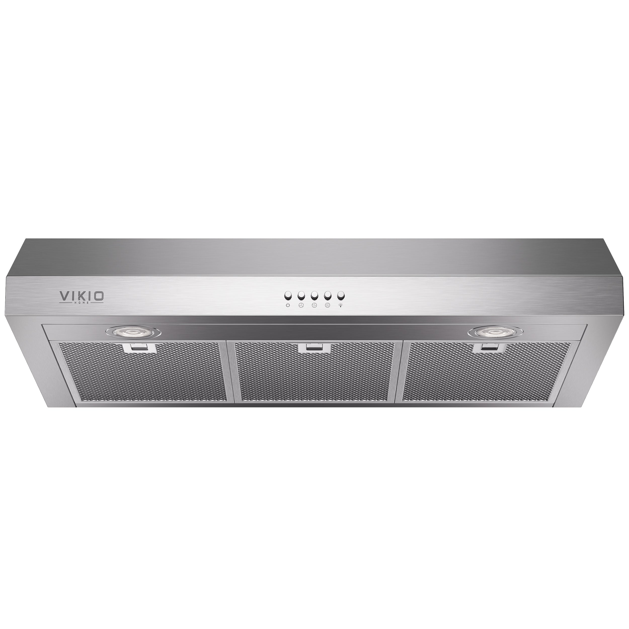VIKIO HOME Under Cabinet Range Hood 30 Inch, 1200 CFM Dual-Motor Kitchen Vent with LED Lights, Button Control, Ducted Vent Hood, Reusable 5-Layer Aluminum Filters, Stainless Steel
