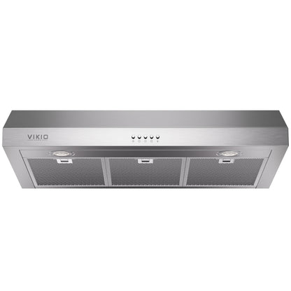 VIKIO HOME Under Cabinet Range Hood 30 Inch, 1200 CFM Dual-Motor Kitchen Vent with LED Lights, Button Control, Ducted Vent Hood, Reusable 5-Layer Aluminum Filters, Stainless Steel