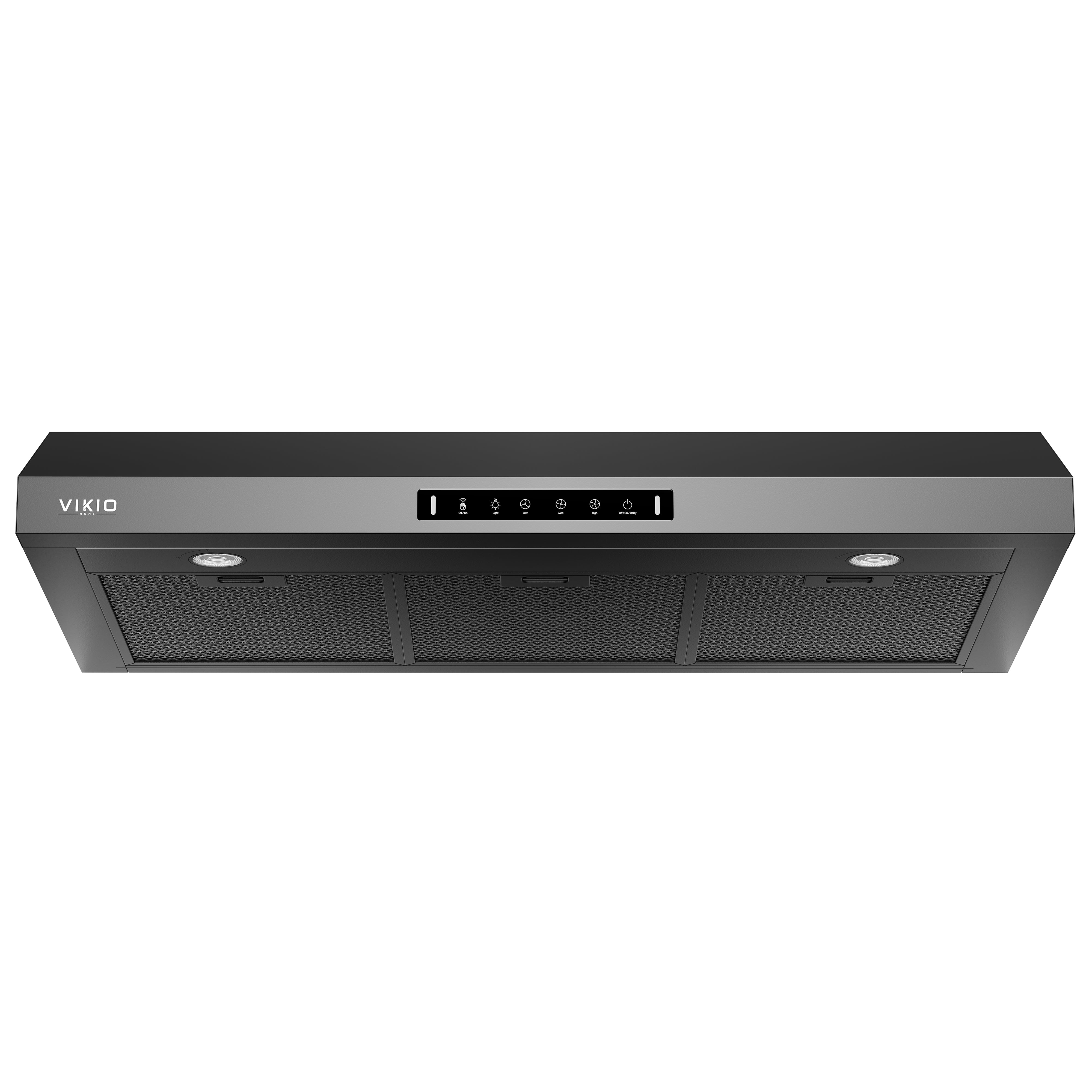 VIKIO HOME Range Hood 36 Inch Under Cabinet, 900 CFM Dual Centrifugal Motor, 3-Speed Ducted Kitchen Vent, Reusable Filters, Stainless Steel Kitchen Exhaust Fan with LED Lights, Black