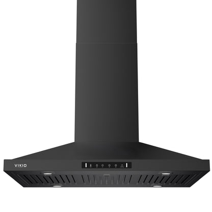 Island Range Hood 36 Inch, 390 CFM kitchen Hood with Dual-Sided Touch/Gesture Control, Ceiling Mount Kitchen Vent Hood, Convertible Ducted/Ductless, 3-Speed Fan&4 LED Lights, 3 Baffle Filters, Black