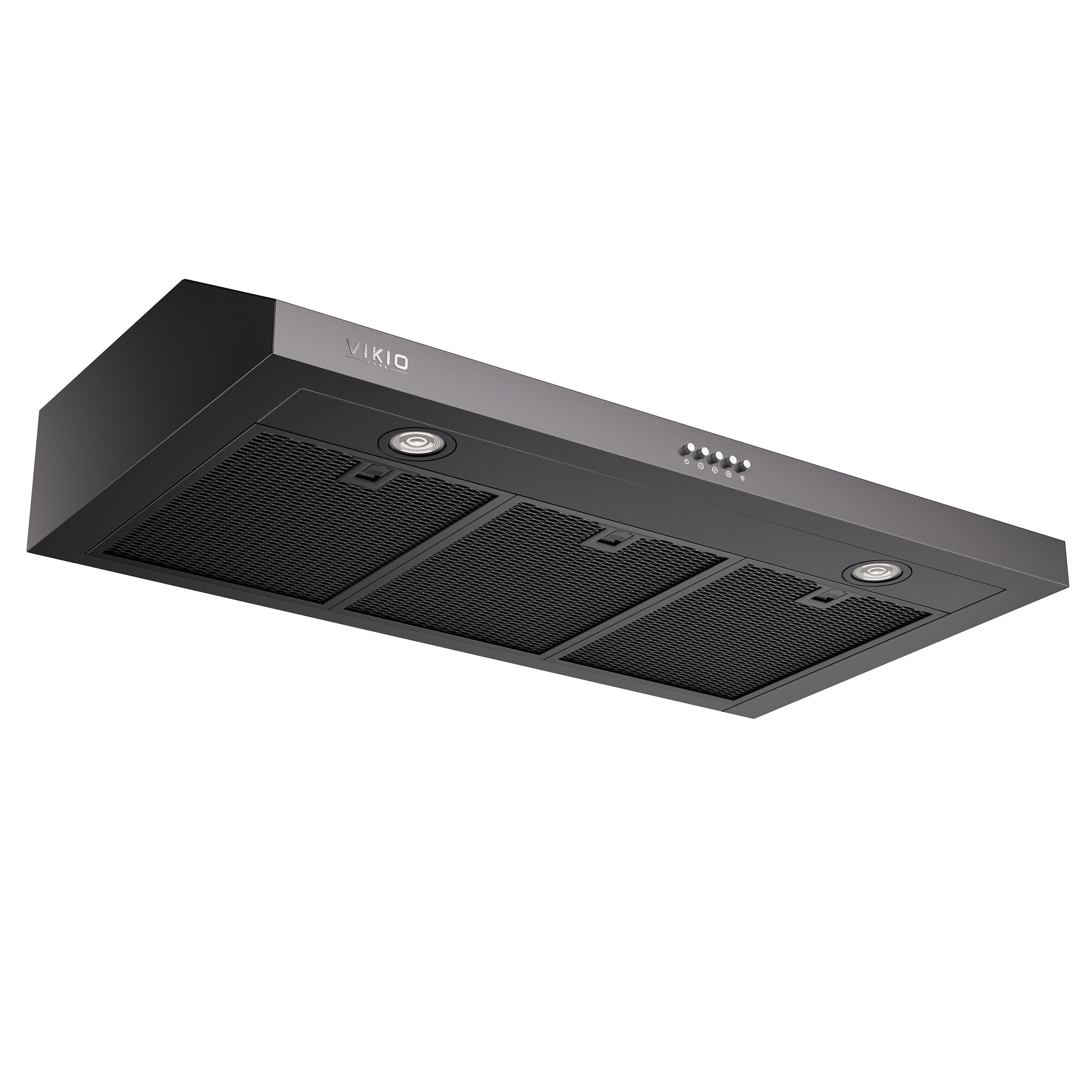 VIKIO HOME Under Cabinet Range Hood 36 Inch, 580 CFM Dual-Motor Kitchen Vent with LED Lights, Button Control, Ducted Stainless Steel Vent Hood, Reusable 5-Layer Aluminum Filters, Black
