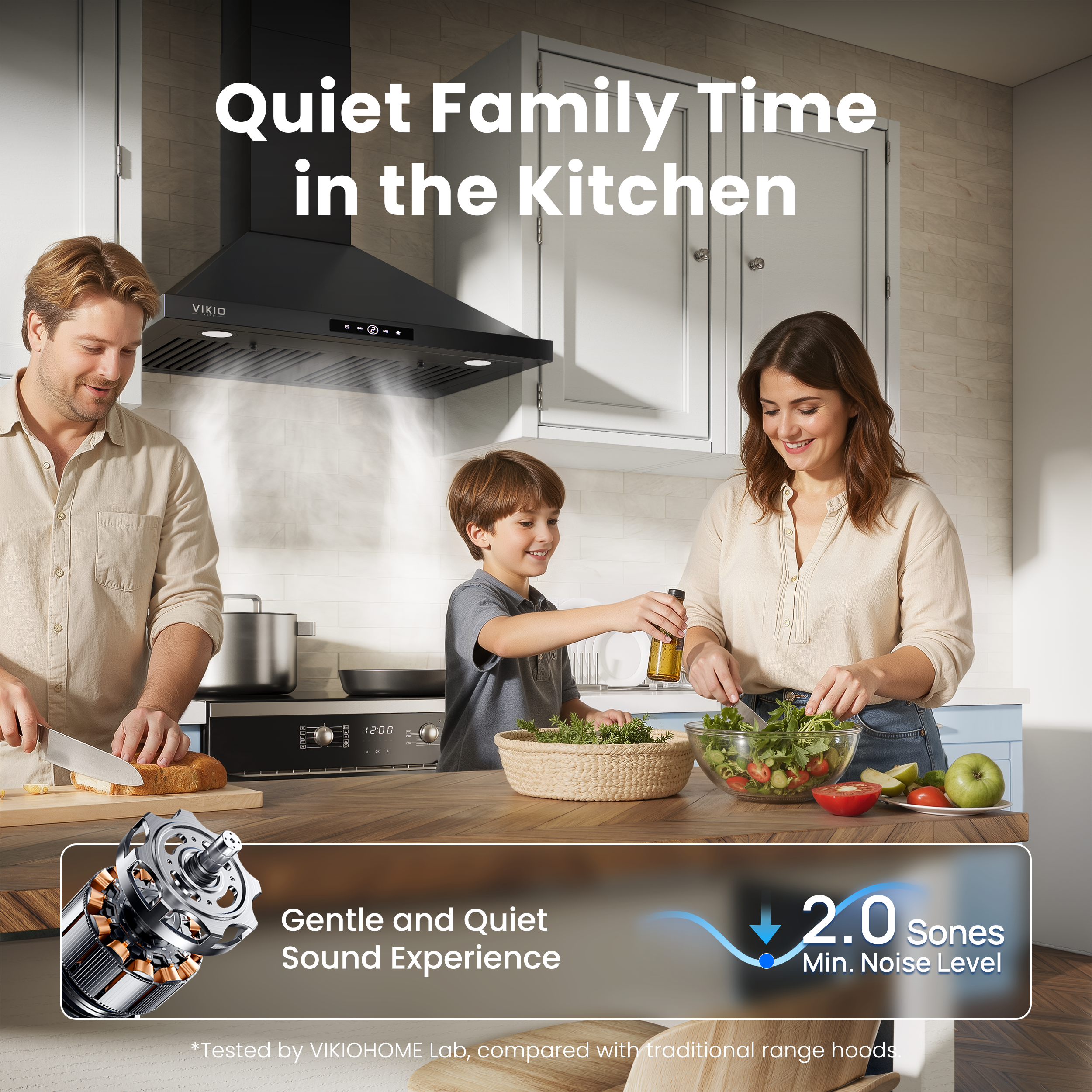 VIKIO HOME Wall Mount Range Hood 30 inch, 580 CFM Kitchen Vent Hood, Ducted/Ductless Convertible with Touch Control, Stainless Steel Stove Vent Hood, Easy Clean Filter, Black