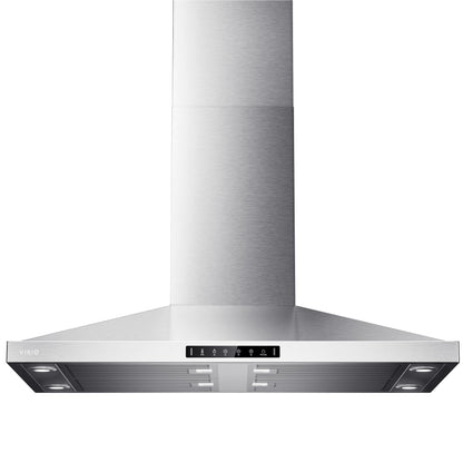 Island Range Hood 42 Inch, 390 CFM kitchen Hood with Dual-Sided Touch/Gesture Control, Ceiling Mount, Convertible Ducted/Ductless, 3-Speed Fan, 3 Stainless Steel Baffle Filters