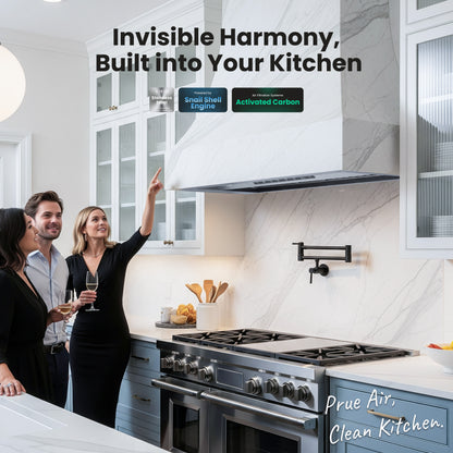 VIKIO HOME Range Hood Insert 42 Inch,Built-in Kitchen Hood with 980 CFM, Ducted/Ductless Convertible Duct,Stainless Steel Kitchen Vent Hood/Gesture/Touch Control, 3 Pcs Baffle Filters with Handlebar
