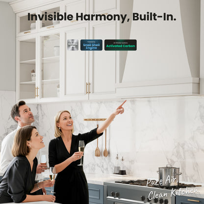 Range Hood Insert 30 Inch - Built-in 900 CFM Ducted/Ductless Range Hood with 3 Speed Fan, White Stainless Steel & Tempered Glass with Gesture Sensing &Touch Control for Over Kitchen Stove