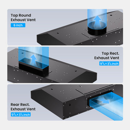 VIKIO HOME 36 inch Black Undercabinet Range Hood, 980CFM Kitchen Range Hood with 3-Speeds Gesture Sensing & Touch, Stainless Steel Kitchen Vent Hood with Permanent Baffle Filters, Top and Rear Vents