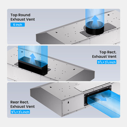 VIKIO HOME Range Hood 42 Inch Under Cabinet, 980CFM Fast Venting Ducted, Kitchen Hood With 3 Speed Gesture Sensing & Touch Control, Stainless Steel Stove Hood With LED Light And 2 Baffle Filters