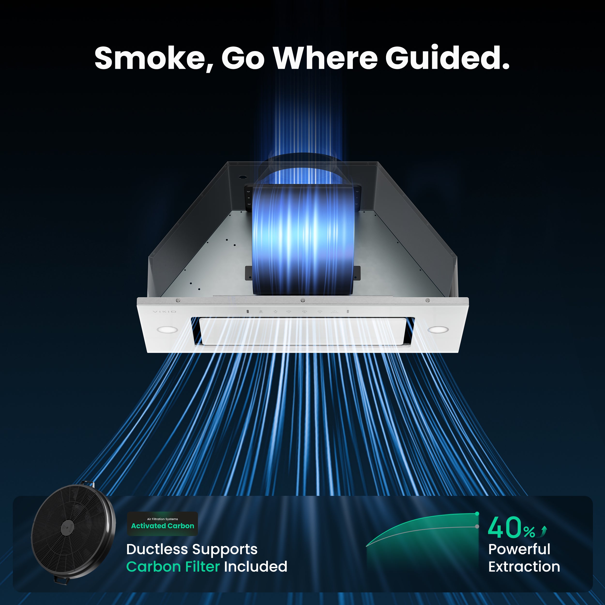 Range Hood Insert 30 Inch - Built-in 900 CFM Ducted/Ductless Range Hood with 3 Speed Fan, White Stainless Steel & Tempered Glass with Gesture Sensing &Touch Control for Over Kitchen Stove