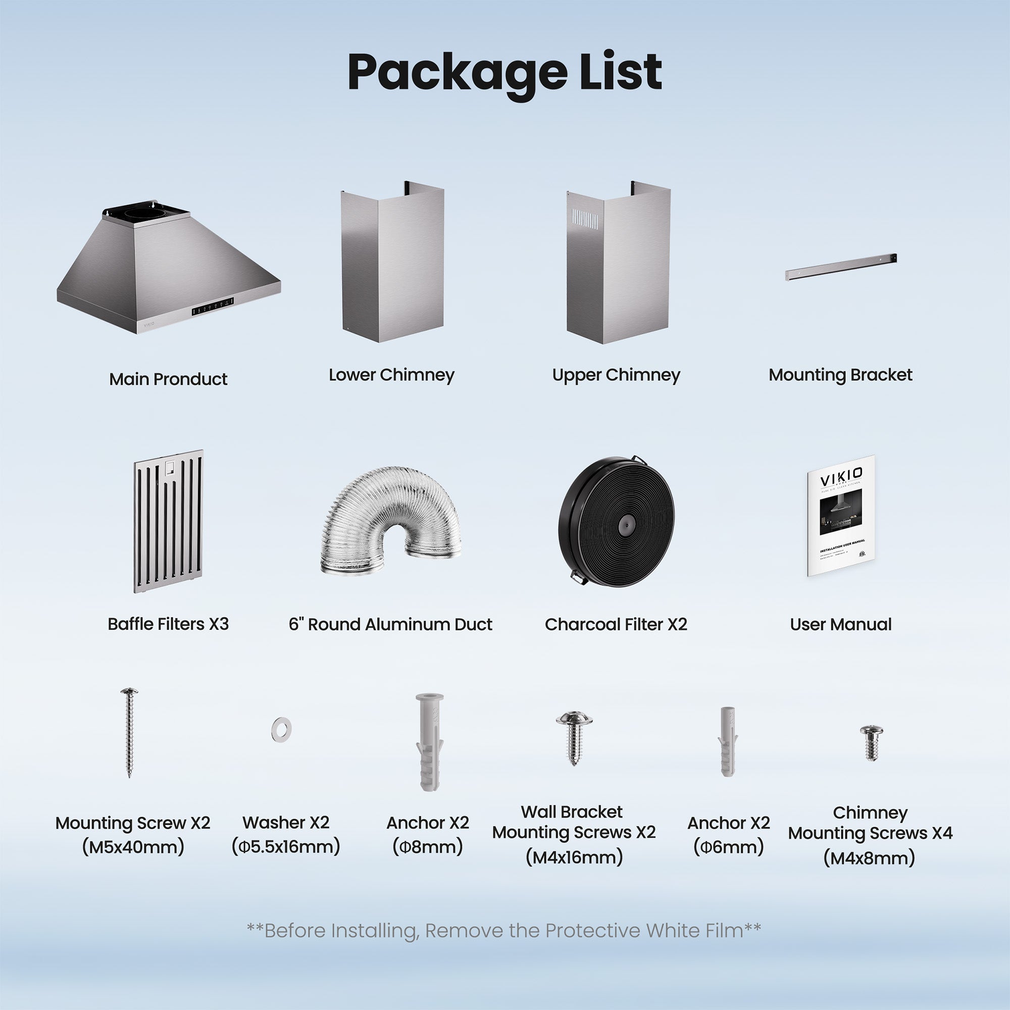 VIKIO HOME Wall Mount 30 Inch Range Hood 900 CFM, Ductless/Ducted Convertible Kitchen Hood, 3-speed Gesture Sensing & Touch Control, Stainless Steel Kitchen Vent Hood with Permanent Baffle Filters
