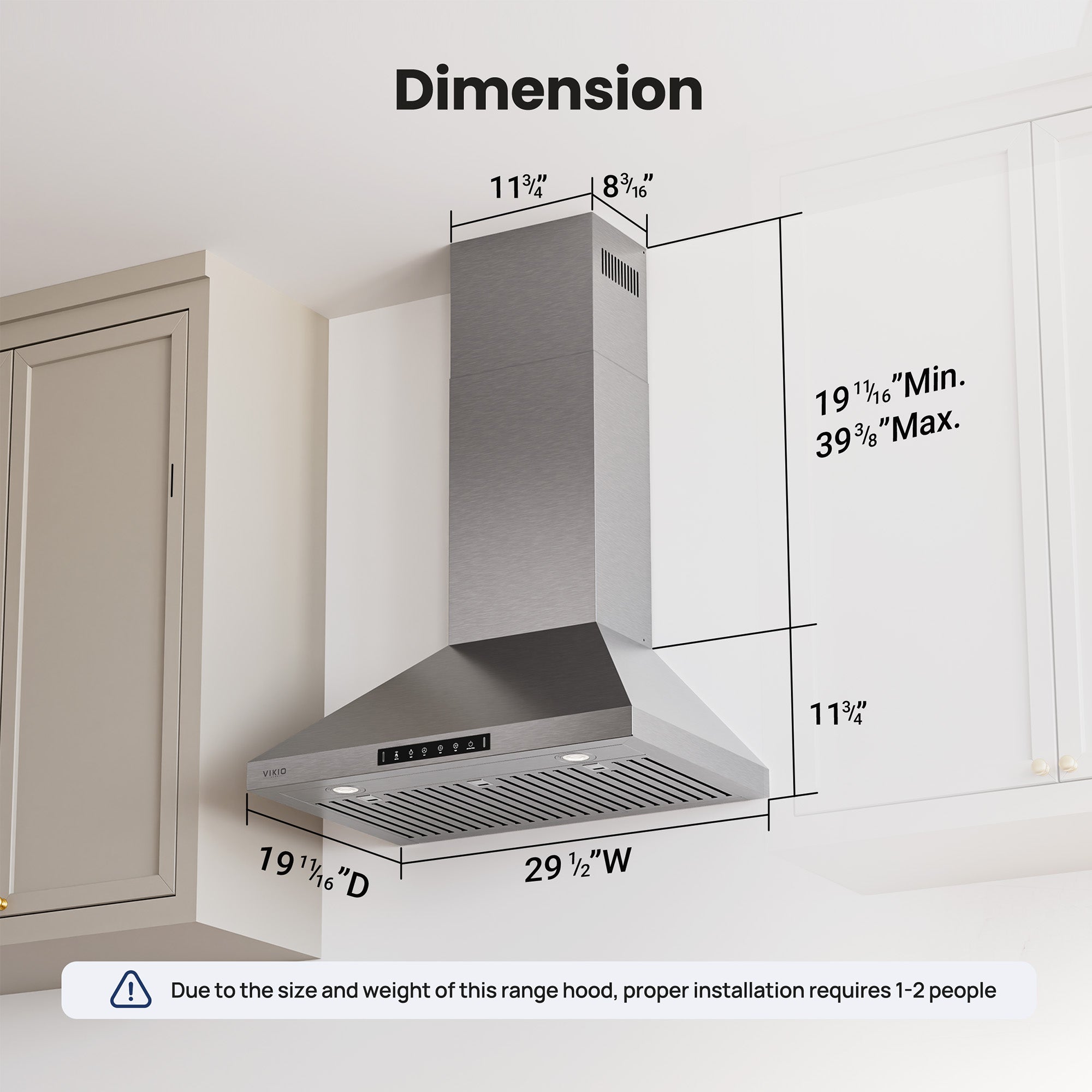 VIKIO HOME Wall Mount 30 Inch Range Hood 900 CFM, Ductless/Ducted Convertible Kitchen Hood, 3-speed Gesture Sensing & Touch Control, Stainless Steel Kitchen Vent Hood with Permanent Baffle Filters