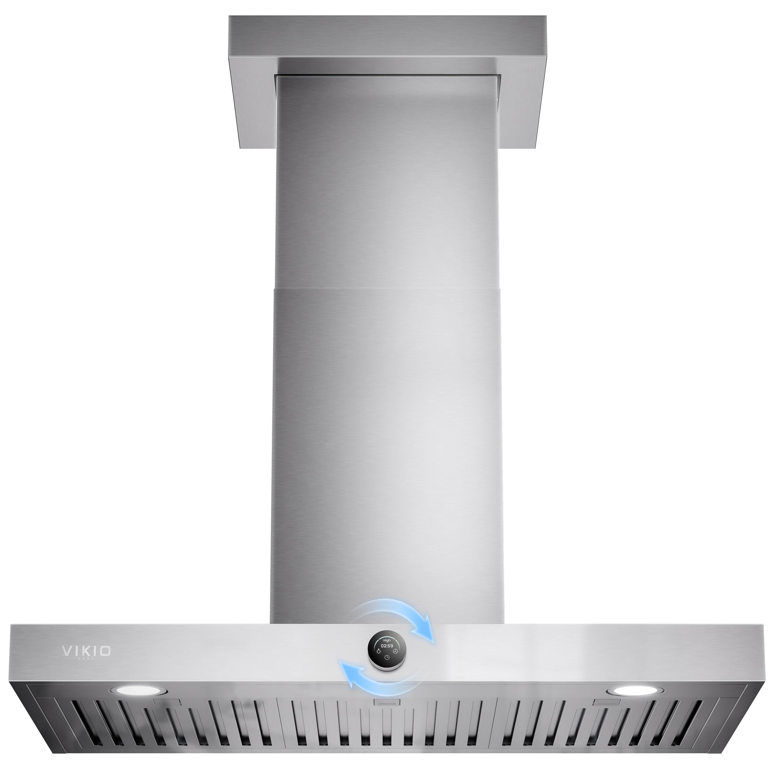 VIKIO HOME 30 Inch Wall Mount Range Hood 1200CFM, Stainless Steel Convertible Ductless/Ducted Stove Vent Hood, Low Noise Kitchen Vent Hoods with Duct Cover, 2 Lights 3 Baffle Filters, Touch & Knob Control